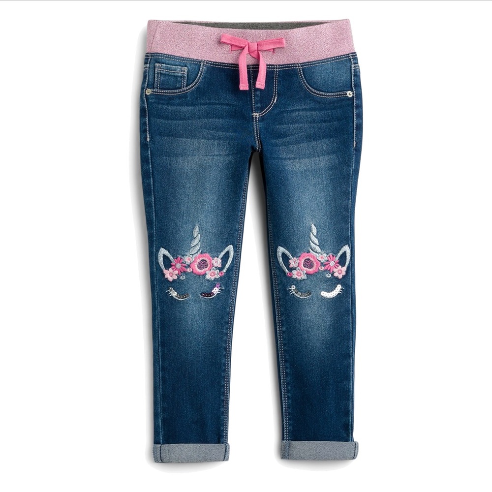 Kamille Pull on Unicorn Knee Patch Skinny Jeans